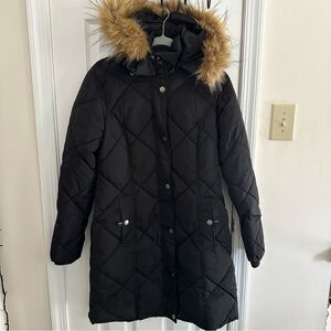 Tommy Hilfiger Black Long Quilted Parka Jacket Women’s Size Small